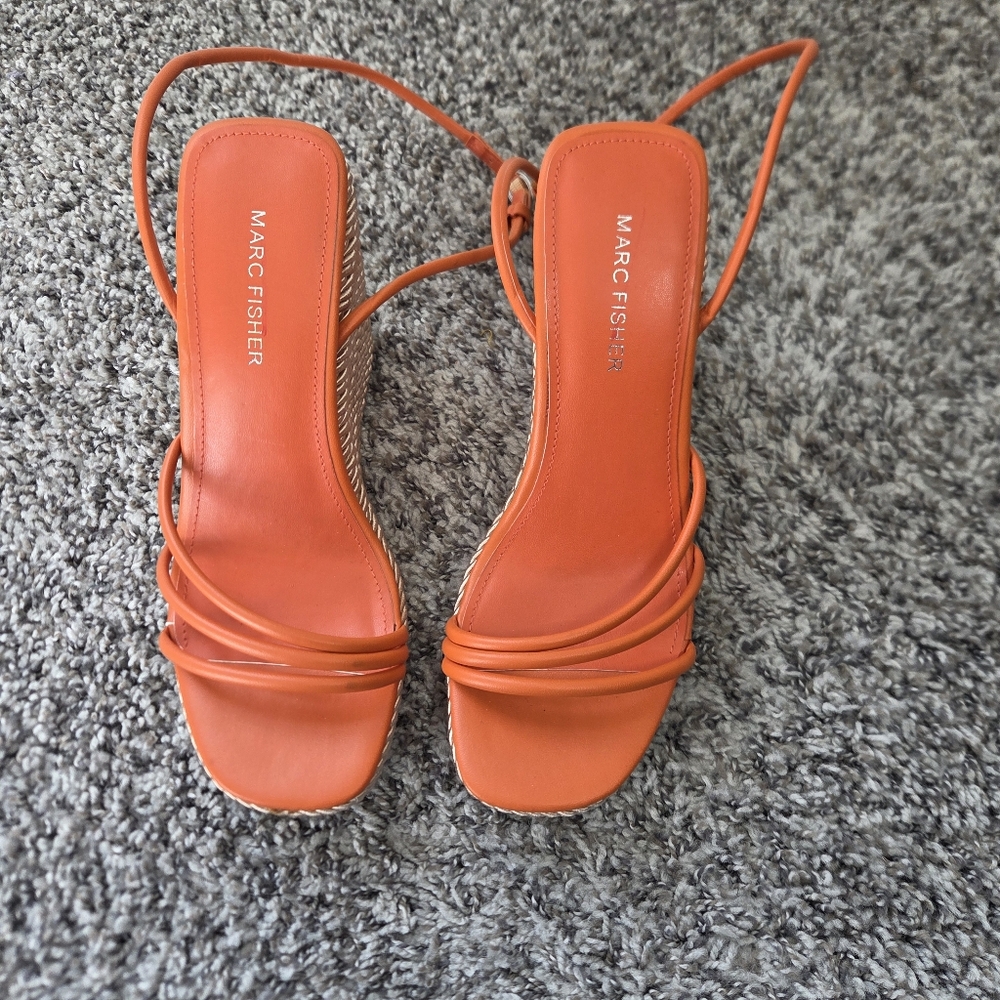 Marc Fisher Zeki Wedge Sandals in Orange